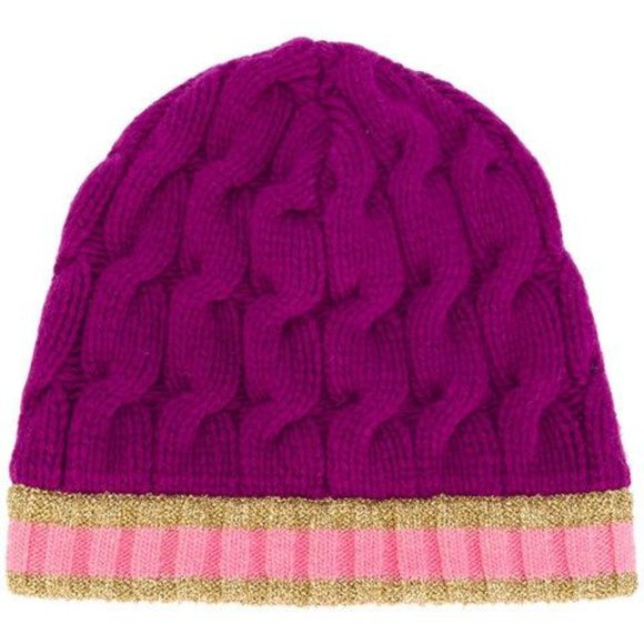 Gucci Accessories - Pink and Gold Knit Beanie